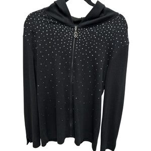 Christine Alexander women’s waffleknit zip up jacket with bling size large